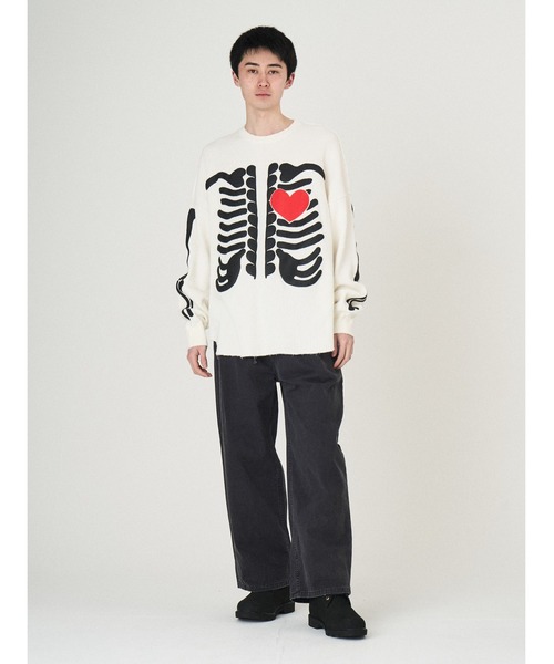 DISCOVERED（ディスカバード）の「BONE WAFFLE DAMAGE CUTSEWN（Tシャツ/カットソー・メンズ・ホワイト/ブラック・LARGE/SMALL）」の3枚目の写真