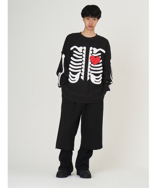 DISCOVERED（ディスカバード）の「BONE WAFFLE DAMAGE CUTSEWN（Tシャツ/カットソー・メンズ・ホワイト/ブラック・LARGE/SMALL）」の8枚目の写真