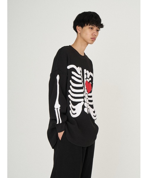 DISCOVERED（ディスカバード）の「BONE WAFFLE DAMAGE CUTSEWN（Tシャツ/カットソー・メンズ・ホワイト/ブラック・LARGE/SMALL）」の11枚目の写真