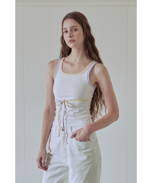 AFTERHOURS(アフターアワーズ)の「COLOR BLOCKED STRING SLEEVELESS TOP (LIGHT PURPLE)(Tシャツ/カットソー・レディース・その他・SMALL/MEDIUM)」の1枚目の写真