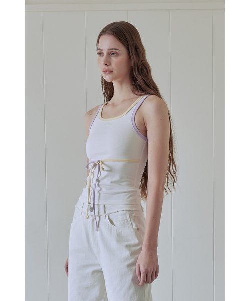 AFTERHOURS(アフターアワーズ)の「COLOR BLOCKED STRING SLEEVELESS TOP (LIGHT PURPLE)(Tシャツ/カットソー・レディース・その他・SMALL/MEDIUM)」の2枚目の写真