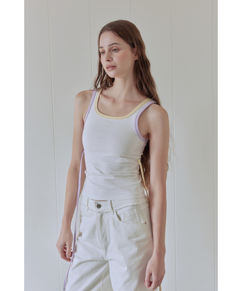 AFTERHOURS(アフターアワーズ)の「COLOR BLOCKED STRING SLEEVELESS TOP (LIGHT PURPLE)(Tシャツ/カットソー・レディース・その他・SMALL/MEDIUM)」の3枚目の写真