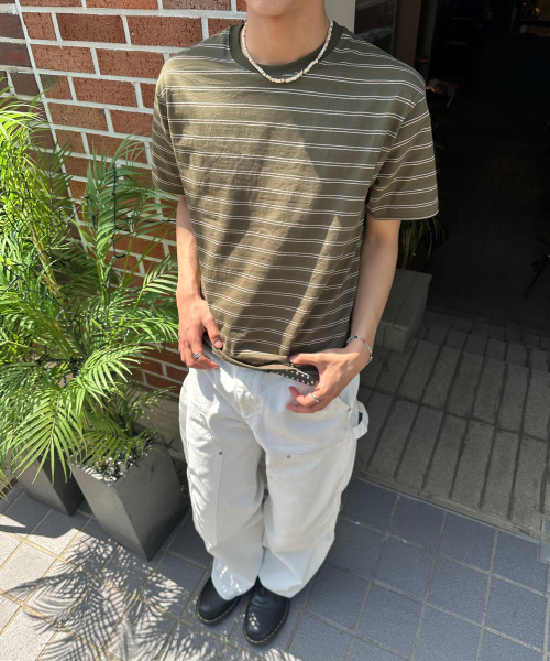 BASEMOMENT(ベースモーメント)の「ストライプボーダークロップTシャツカーキ(Tシャツ/カットソー・メンズ・その他・X-LARGE/LARGE/MEDIUM)」の7枚目の写真