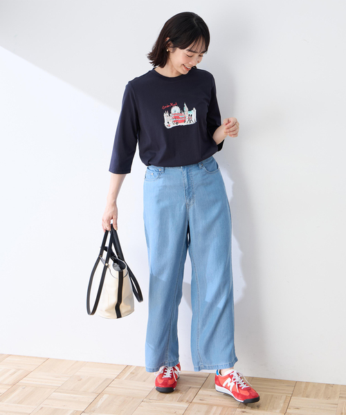 DECOY SINCE 1981(デコイシンスイチキュウハチイチ)の「【chiyoさんコラボ】ロンドンマーチロゴプリント7分袖Tシャツ【オーガニックコットンブレンド】(Tシャツ/カットソー・レディース・ネイビー/レッド・M/L/LL)」の8枚目の写真