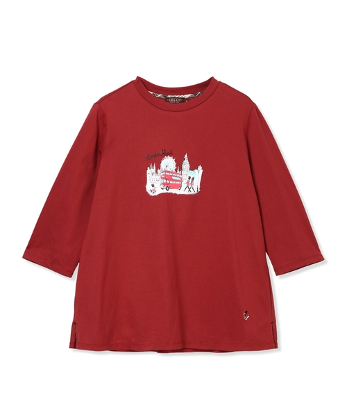 DECOY SINCE 1981(デコイシンスイチキュウハチイチ)の「【chiyoさんコラボ】ロンドンマーチロゴプリント7分袖Tシャツ【オーガニックコットンブレンド】(Tシャツ/カットソー・レディース・ネイビー/レッド・M/L/LL)」の21枚目の写真