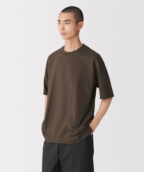 MUJI Labo(ムジラボ)の「紳士 和歌山で編み立てた天竺クルーネック半袖Tシャツ(Tシャツ/カットソー・メンズ・ホワイト/ブラウン・M)」の2枚目の写真