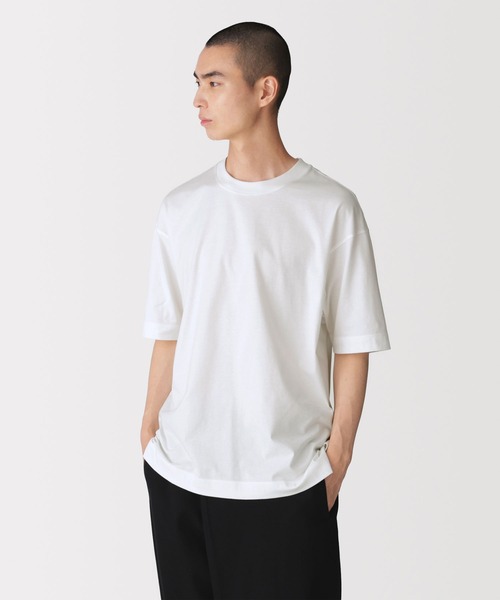MUJI Labo(ムジラボ)の「紳士 和歌山で編み立てた天竺クルーネック半袖Tシャツ(Tシャツ/カットソー・メンズ・ホワイト/ブラウン・M)」の1枚目の写真
