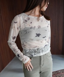【SANSeLF】フラワープリントシアートップス saw26a034