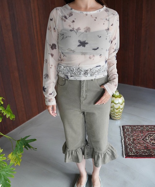 SANSeLF（サンセルフ）の「【SANSeLF】フラワープリントシアートップス saw26a034（その他トップス・レディース・アイボリー/ブラック・FREE）」の12枚目の写真