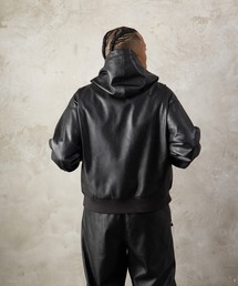 FUBU（ フブ）の「FUBU フブ M’S FAUX LEATHER ZIP HOODIE/フェイクレザージップフーディー（ライダースジャケット）」