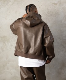 FUBU（ フブ）の「FUBU フブ M’S FAUX LEATHER ZIP HOODIE/フェイクレザージップフーディー（ライダースジャケット）」