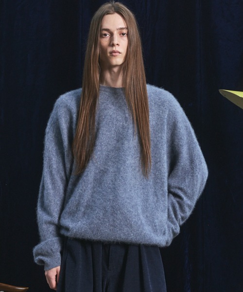 MAISON SPECIAL（メゾンスペシャル）の「《UNISEX》スーパー140エクストラファインメリノウールプライムオーバークルーネックニットセーター/Super140 Extra Fine Merino Wool Prime-Over Crew Neck Knit Tops【MAISON SPECIAL/メゾンスペシャル】（ニット/セーター・メンズ・パープル/グレー/ブラック/ライトグリーン・0/1/2）」の2枚目の写真