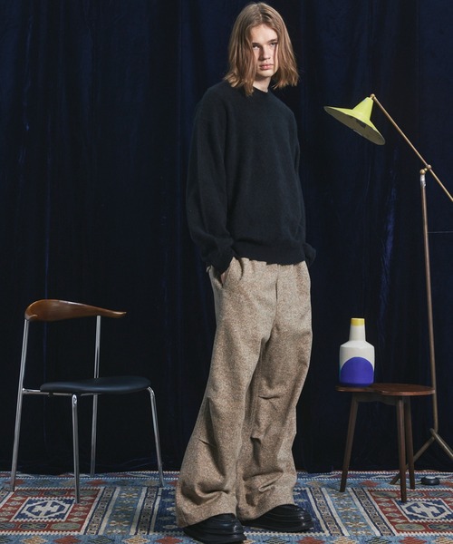 MAISON SPECIAL（メゾンスペシャル）の「《UNISEX》スーパー140エクストラファインメリノウールプライムオーバークルーネックニットセーター/Super140 Extra Fine Merino Wool Prime-Over Crew Neck Knit Tops【MAISON SPECIAL/メゾンスペシャル】（ニット/セーター・メンズ・パープル/グレー/ブラック/ライトグリーン・0/1/2）」の7枚目の写真