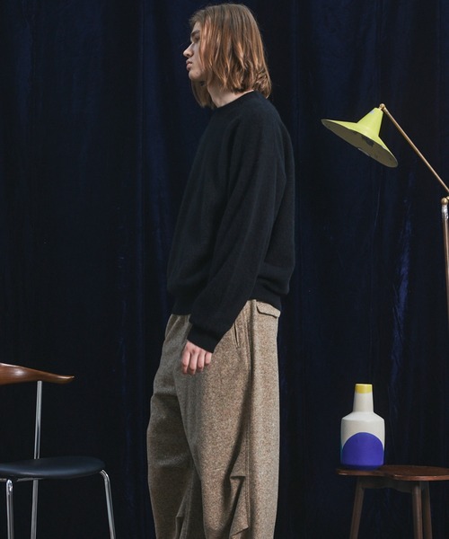MAISON SPECIAL（メゾンスペシャル）の「《UNISEX》スーパー140エクストラファインメリノウールプライムオーバークルーネックニットセーター/Super140 Extra Fine Merino Wool Prime-Over Crew Neck Knit Tops【MAISON SPECIAL/メゾンスペシャル】（ニット/セーター・メンズ・パープル/グレー/ブラック/ライトグリーン・0/1/2）」の13枚目の写真