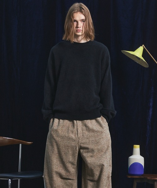 UNISEX Super140 Extra Fine Merino Wool Prime-Over Crew Neck Knit Tops 【MAISON SPECIAL】
