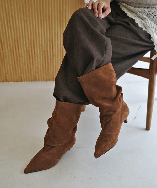 SLOBE IENA(スローブイエナ)の「SLOBE ルーズミドルブーツ(ブーツ・レディース・ブラウン・23cm/23.5cm/24cm/24.5cm/25cm)」の5枚目の写真