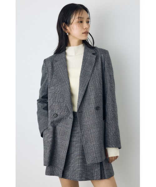 AZUL by moussy（アズールバイマウジー）の「【セットアップ対応】素材アソートテーラードジャケット 秋服 冬服 春服　マニッシュ　チェック　無地（テーラードジャケット・レディース・ブラウン/グレー系その他/ブラウン系その他・FREE）」の4枚目の写真