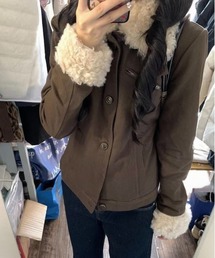 【秋冬新作】プードルファー切替えシングルショートコート
