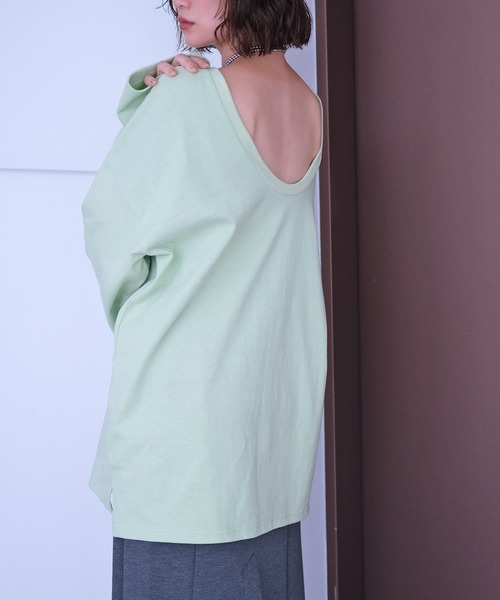 AKTE(アクテ)の「バックラウンドオーバープルオーバー(Tシャツ/カットソー・レディース・ライトグリーン/ブラック/ホワイト・FREE)」の3枚目の写真