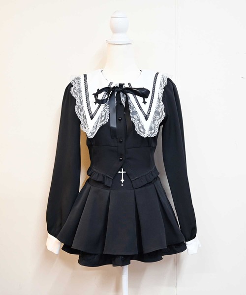 MA*RS(アメーバーマーズ)の「クロス刺繍短丈セットアップ 2点SET(セットアップ・レディース・ブラック/グレー/ブラック×ホワイト・FREE)」の13枚目の写真