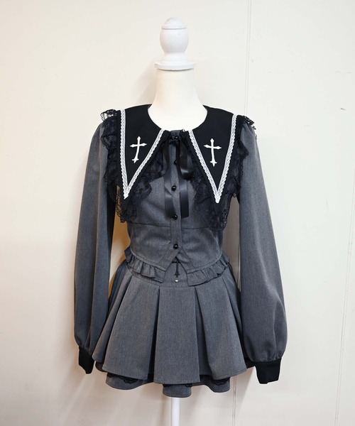 MA*RS(アメーバーマーズ)の「クロス刺繍短丈セットアップ 2点SET(セットアップ・レディース・ブラック/グレー/ブラック×ホワイト・FREE)」の21枚目の写真
