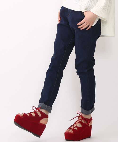 one after another NICE CLAUP（ワンアフターアナザーナイスクラップ）の「【ナイスクラップ】ハイウェストテーパードパンツ（その他パンツ・レディース・オフホワイト/ベージュ/ブルー/インディゴブルー・FREE）」の3枚目の写真