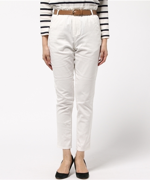 one after another NICE CLAUP（ワンアフターアナザーナイスクラップ）の「【ナイスクラップ】ハイウェストテーパードパンツ（その他パンツ・レディース・オフホワイト/ベージュ/ブルー/インディゴブルー・FREE）」の5枚目の写真