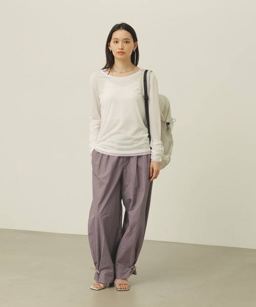 BAYFLOW（ベイフロー）の「パラシュートパンツ（その他パンツ・レディース・パープル/ダークブラウン/グレイッシュベージュ・FREE）」の4枚目の写真