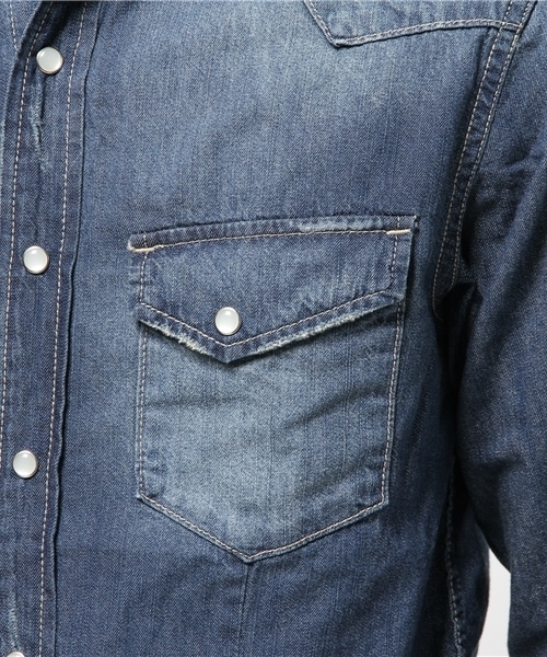 VENCEEXCHANGE(ヴァンスエクスチェンジ)の「リペアーデニムシャツ(シャツ/ブラウス・メンズ・ライトブルー/ブルー・LARGE/MEDIUM)」の7枚目の写真