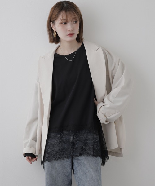 FUNALIVE(ファンアライブ)の「裾レースイレヘムTシャツ 長袖(Tシャツ/カットソー・レディース・オフホワイト・F)」の7枚目の写真
