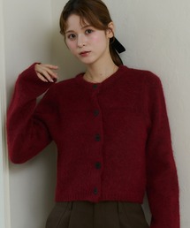 モヘアタッチクルーネックカーディガン