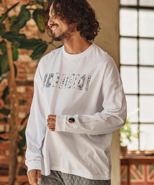felkod(フィルコッド)の「mlt5861- Bandana Barcode Print Long Sleeve Tee ロングスリーブTシャツ(F26F200)(Tシャツ/カットソー・メンズ・ブラック×ピンク/ブラック×ホワイト/ホワイト・L/M/S/XL)」の15枚目の写真