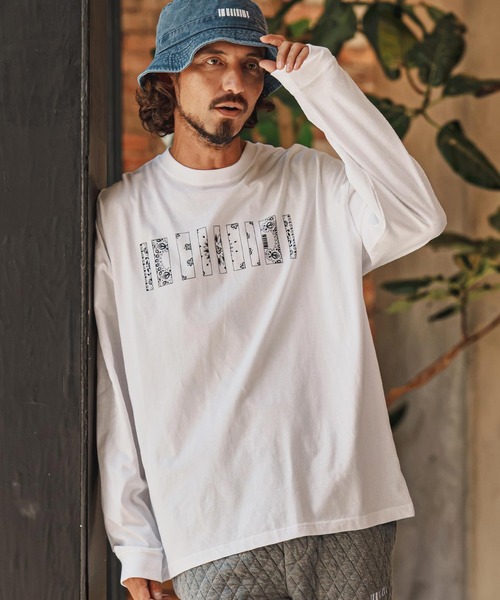 felkod(フィルコッド)の「mlt5861- Bandana Barcode Print Long Sleeve Tee ロングスリーブTシャツ(F26F200)(Tシャツ/カットソー・メンズ・ブラック×ピンク/ブラック×ホワイト/ホワイト・L/M/S/XL)」の17枚目の写真