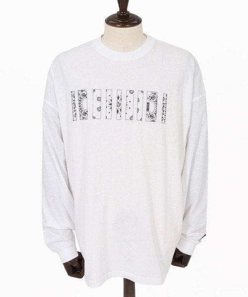 felkod(フィルコッド)の「mlt5861- Bandana Barcode Print Long Sleeve Tee ロングスリーブTシャツ(F26F200)(Tシャツ/カットソー・メンズ・ブラック×ピンク/ブラック×ホワイト/ホワイト・L/M/S/XL)」の7枚目の写真
