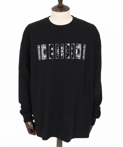 felkod(フィルコッド)の「mlt5861- Bandana Barcode Print Long Sleeve Tee ロングスリーブTシャツ(F26F200)(Tシャツ/カットソー・メンズ・ブラック×ピンク/ブラック×ホワイト/ホワイト・L/M/S/XL)」の9枚目の写真