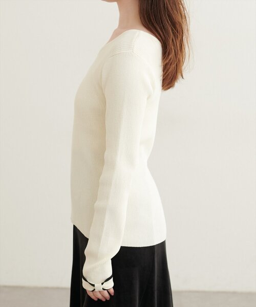 natural couture(ナチュラルクチュール)の「〈osono〉袖口リボン2WAYニット(ニット/セーター・レディース・ピンク/サックスブルー/オフホワイト/ブラック/ブラウン/ベージュ/チャコールグレー・FREE)」の22枚目の写真