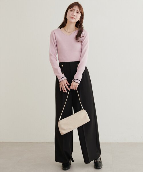 natural couture(ナチュラルクチュール)の「〈osono〉袖口リボン2WAYニット(ニット/セーター・レディース・ピンク/サックスブルー/オフホワイト/ブラック/ブラウン/ベージュ/チャコールグレー・FREE)」の15枚目の写真