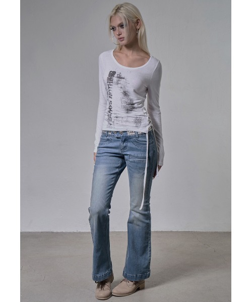 FANCY CLUB(ファンシークラブ)の「A'GEM/9 × .kom 『FANCY CLUB/ファンシークラブ』 SIDE CORSET LONG SLEEVE/サイドコルセットロングスリーブカットソー(Tシャツ/カットソー・レディース・ブラック/ホワイト・FREE)」の20枚目の写真