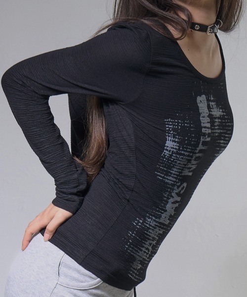 FANCY CLUB(ファンシークラブ)の「A'GEM/9 × .kom 『FANCY CLUB/ファンシークラブ』 SIDE CORSET LONG SLEEVE/サイドコルセットロングスリーブカットソー(Tシャツ/カットソー・レディース・ブラック/ホワイト・FREE)」の3枚目の写真