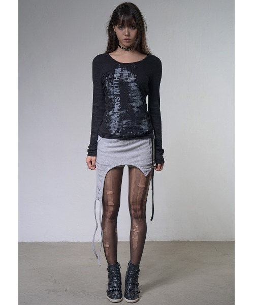 FANCY CLUB(ファンシークラブ)の「A'GEM/9 × .kom 『FANCY CLUB/ファンシークラブ』 SIDE CORSET LONG SLEEVE/サイドコルセットロングスリーブカットソー(Tシャツ/カットソー・レディース・ブラック/ホワイト・FREE)」の5枚目の写真