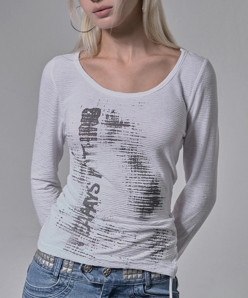 FANCY CLUB(ファンシークラブ)の「A'GEM/9 × .kom 『FANCY CLUB/ファンシークラブ』 SIDE CORSET LONG SLEEVE/サイドコルセットロングスリーブカットソー(Tシャツ/カットソー・レディース・ブラック/ホワイト・FREE)」の19枚目の写真