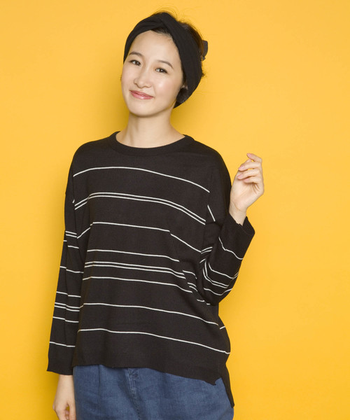 PLAIN CLOTHING（プレーンクロージング）の「ラインボーダーニット【PLAIN CLOTHING】（ニット/セーター・レディース・ネイビー/ブラック/アイボリー/ワイン・FREE）」の16枚目の写真