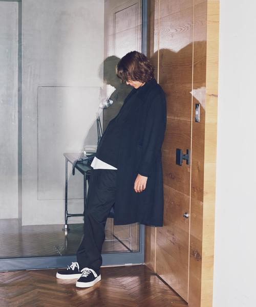 MONKEY TIME（モンキータイム）の「＜monkey time＞ ∴ メルトン オーバーコート（トレンチコート・メンズ・グレー/ネイビー・MEDIUM/LARGE/SMALL）」の6枚目の写真