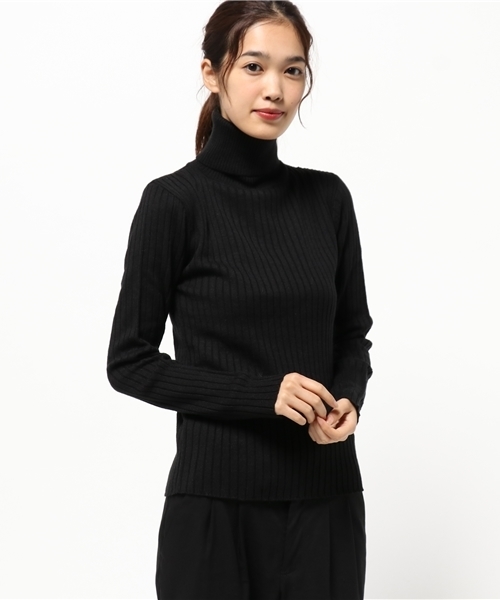 PUNYUS（プニュズ）の「リブタートルニット（ニット/セーター・レディース・ワイン/ブラック/オフホワイト/ネイビー・2/3/4/1）」の3枚目の写真