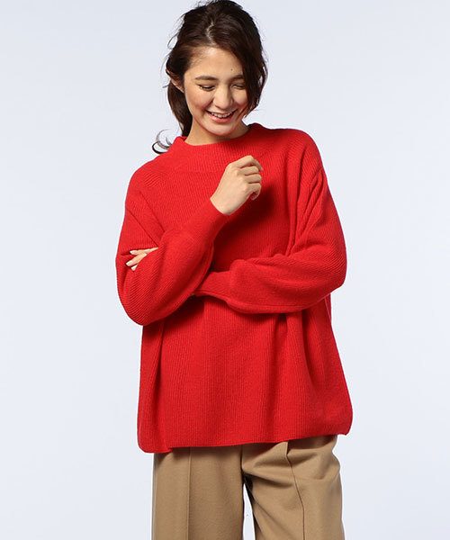 NOLLEY’S（ノーリーズ）の「【and GIRL2月号掲載】片畦ハイネックプルオーバーニット（ニット/セーター・レディース・オフホワイト/ライトグレー/ネイビー/レッド・38）」の4枚目の写真