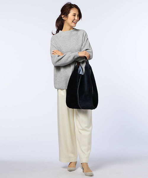 NOLLEY’S（ノーリーズ）の「【and GIRL2月号掲載】片畦ハイネックプルオーバーニット（ニット/セーター・レディース・オフホワイト/ライトグレー/ネイビー/レッド・38）」の11枚目の写真