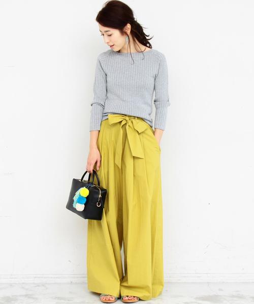 BEAUTY&YOUTH UNITED ARROWS（ビューティーアンドユースユナイテッドアローズ）の「BY∴ タイプライタータックベルトワイドパンツ -手洗い可能- ◆（その他パンツ・レディース・ネイビー/マスタード・MEDIUM/SMALL）」の5枚目の写真