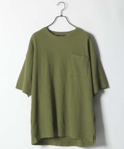 RAGEBLUE（レイジブルー）の「加工BIGワッフルTシャツ/748205（Tシャツ/カットソー・メンズ・ホワイト/グリーン/レッド/ブラック/ベージュ・MEDIUM/SMALL/LARGE）」の5枚目の写真