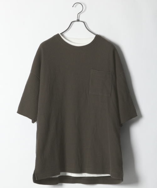 RAGEBLUE（レイジブルー）の「加工BIGワッフルTシャツ/748205（Tシャツ/カットソー・メンズ・ホワイト/グリーン/レッド/ブラック/ベージュ・MEDIUM/SMALL/LARGE）」の3枚目の写真