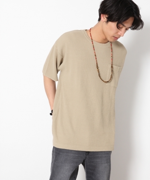 RAGEBLUE（レイジブルー）の「加工BIGワッフルTシャツ/748205（Tシャツ/カットソー・メンズ・ホワイト/グリーン/レッド/ブラック/ベージュ・MEDIUM/SMALL/LARGE）」の6枚目の写真